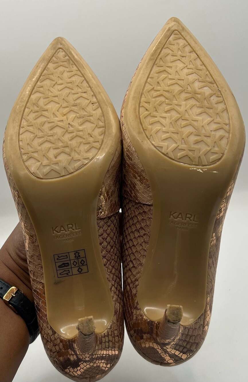 Karl Lagerfeld Paris Royale Snake Print Pointed Toe Pumps Size 6M - Picture 6 of 7